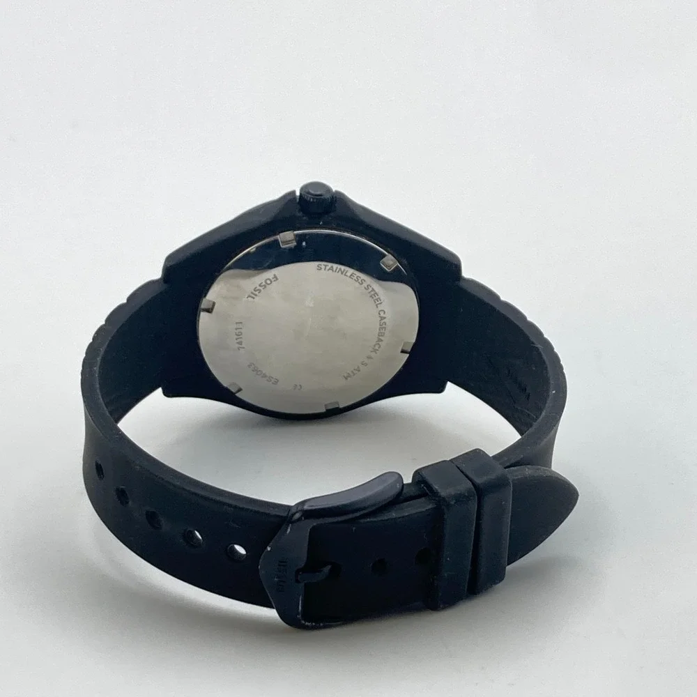 Fossil Poptastic Women's Watch 38mm Black Blue Day Date New Battery 8.25